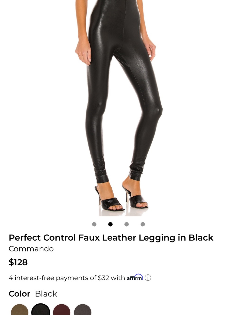 Perfect control faux leather leggings in black commando size medium